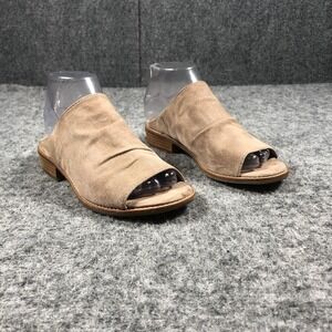 Sofft Slide Sandals Womens 6 Beige Suede Peep Toe Block Heel Comfort‎ Casual